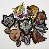 Parche de Tela con Cabeza de Animal Tigre Lobo Oso de Venta Caliente Etiqueta Decorativa de Tela para Exteriores Insignia para Ropa Bordado por Computadora Stock Listo Venta al por Mayor