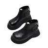 Botines Gruesos de Piel Suave para Mujer, Nuevo Estilo Otoño e Invierno 2025, Suela de Plataforma Grande, Versátiles Retro, Botines para Mujeres Menudas con Forro de Lana Añadido