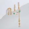 Amazon novos brincos de zircão verde brincos terno cross-border fornecimento design sense 925 orelhas pinos clipe de orelha joias