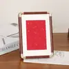Suporte de Exibição DIY para Porta-Retrato de Canto de Cobre Horizontal e Vertical Cartão Quadrado para Montagem de Moldura em Branco A4 para Caligrafia Moldura Vazia de Canto Arredondado Estilo Chinês