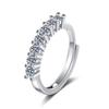 Anel de Diamante para Mulheres, Banhado a Ouro 18K Diamante de Imitação Sete Princesas Fileira Reta Boca Viva Anel de Cauda Fabricante Fonte Atacado Cheio de Estrelas