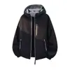 Chaqueta con Capucha Retro High Street Unisex Primavera/Otoño Nuevo Impermeable Cortavientos Exterior Casual Chaqueta Holgada Versátil