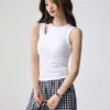 Camisola con Copas Fijas en Forma de Pecho, Diseño de Hombro Calado, Corte Ajustado, Versátil, Ropa de Verano para Mujer