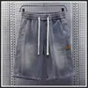 Comercio Exterior Transfronterizo Ropa de Trabajo Retro Americana Shorts de Mezclilla para Hombre, Pantalones Cortos de Cinco Puntos Sueltos Lavados de Verano, Pantalones Casuales de Parches de Longitud Media