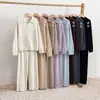 Chaqueta Suéter Holgada Perezosa con Cremallera y Solapa Tejida Pantalones Anchos Traje Casual de Dos Piezas para Mujer Otoño e Invierno