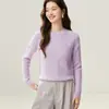 Suéter de cashmere liso com trança em toda a peça, estilo coreano, para o Outono de 2026, de corte solto e modelador, suéter de gola redonda feminino