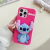 Funda de Silicona con Soporte de Stitch Lindo Estéreo 3D para Teléfono Móvil Adecuada para Iphone1716Promax Cubierta Protectora de Dibujos Animados