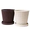 Maceta tejida de imitación bambú, resina engrosada, para balcón interior, adecuada para suculentas y plantas verdes, redonda, duradera, transpirable, plástico, extragrande, personalizable