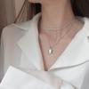 S925 colar de bloqueio de prata esterlina das mulheres Dongdaemun estilo coreano design de nicho dupla camada clavícula colar de corrente moda retrô celebridade da internet