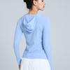 Roupas de Fitness Mulheres de manga comprida Correndo de secagem rápida Jaqueta com capuz Esportes respiráveis finos Top High Elastic Yoga Clothing para o verão