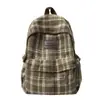 Mochila de Estilo Japonés Ins Otoño Retro Rayas Cuadros para Mujer, Versión Coreana para Estudiantes de Secundaria y Preparatoria, Mochila Versátil