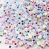 Miçangas Coloridas Quadradas de Ouro e Prata com Letras do Zodíaco, Estrelas, Lua, Coração, Flores para Montagem de Bijuterias DIY Feitas à Mão