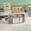 Estojo de Lápis Portátil Simples de Grande Capacidade da Fábrica Original para Estudantes, em Estoque, Caixa de Lápis Transparente para Ensino Fundamental e Médio, Bolsa de Material Escolar para Formatura