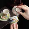 Gaiwan de Tres Talentos con Divertido Patrón de Ocho Caballos Estilo Chino, Puede Flotar y Girar Sin Calentarse, Tazón para Preparar Té Kung Fu, Taza de Té, Juego de Té