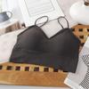 Novo Top Cropped com Alças Cruzadas Lindo nas Costas Roupa Externa Feminina Blusa de Base de Tricô Tubo com Bojo Top de Amarrar no Peito Roupa Íntima