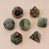 Dados Poliedros de Pedra de Sangue Africana Natural Dados Numéricos Gravados Jogo de Mesa Dnd Conjunto de Sete Peças Z03