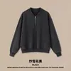 Moletom RS Masculino Cross-border Estilo Americano com Meio Zíper Metálico, Lavado e Desgastado, Gola Redonda, Moletom com Forro de Lã Pesada 350G