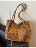 Bolso de Gamuza Transfronterizo para Mujer de Gran Capacidad 2025 Nuevo Otoño e Invierno Estampado Leopardo Bolso de Hombro para Compras Bolso Tote de Alta Gama