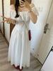 Saia Longa Cintura Alta Design Folha de Lótus Fresca e Delicada Emagrecimento Vestido Branco Fada Verão Nova Saia Temperamento