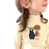 Camiseta Térmica de Manga Larga con Volantes para Niña, Elegante Cuello Medio-Alto, Camisa Base Cepillada para Otoño e Invierno