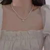 Collar de Perlas Artificiales Irregulares en Forma de Plata, Lujo Ligero, Sensación de Alta Gama, Gargantilla de Moda de Nicho, Cadena para Clavícula, Accesorio Minimalista
