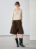 Suéter de Punto de Lana para Mujer con Cuello en V Estilo Minimalista Old Money, Nuevo Estilo Otoño con Doble Bolsillo, Top de Manga Larga de Color Sólido para Mujer