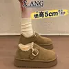 Zapatos de Mujer de Cobertura Total de Piel de Vaca Estilo Birkenstock, Forrados de Felpa y Engrosados para Abrigo, Zapatos de Algodón, Botas de Nieve, Mocasines Slip-On de Suela Gruesa
