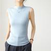 Ropa Zhengqite/ Chaleco de Punto de Cuello Alto Medio para Mujer, Ajustado, Sin Mangas, de Lana Merino, Prenda Base