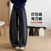 Pantalones de maternidad para otoño e invierno, nuevos pantalones de pana de pierna curva, forrados de polar, engrosados, de cintura alta, soporte para el vientre, cálidos, casuales no restrictivos