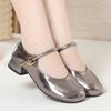 Sapatos de Mãe com Solado Macio Dropshipping, Sapatos Confortáveis com Fivela de Uma Linha, Sapatos Mary Jane Femininos, Sapatos Pequenos de Couro Baixo Salto Rasos de Outono