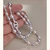 Collar de Perlas Shijia de Color Mixto con Nariz de Cerdo de Cobre con Microincrustaciones de Zircón para Mujer, Nicho de Otoño e Invierno, Collar de Cadena de Lana con Cuentas, Joyería