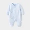 Macacão Bebê Classe a de Algodão Puro com Amarração, Macacão para Recém-Nascido com Coberturas para Mãos e Pés, Costura Fluorescente Roupa Íntima para Recém-Nascido