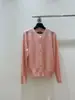 26 Chaqueta Cardigan de Punto Hueco Estilo Miu de Principios de Primavera para Mujer, Suéter de Cuello Redondo Inspirado en Chanel para Abrigo