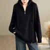 Toma real Suéter de punto con cremallera y cuello alto Otoño/Invierno Japonés Coreano Ropa exterior de comercio exterior Capa base Estilo de diseñador Top con abertura de cremallera