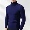 Suéter de Punto Cálido de Cuello Alto para Hombre Otoño/Invierno Estilo Coreano Ajuste Delgado Color Sólido Pulóver Ropa Interior de Punto