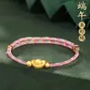 Pulsera del Festival del Bote del Dragón para Niños Pequeño Zongzi Trenzado a Mano Cordón de Cinco Colores Estilo Chino Colgante de Hilo Rojo Joyería de Mano Venta al por Mayor