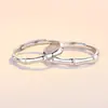 Anillos de Pareja Nudo de Bambú de Plata de Ley S925, un Par de Anillos Ajustables con un Diseño Sencillo y Único, Venta al por Mayor