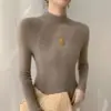 2026 Suéter de Cachemir Otoño/Invierno Sin Costuras de Cuello Alto Sencillo Ajustado Versátil para Mujer Camisa Base de Punto de Cachemir