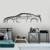 Estação Independente Arte de Parede para Garagem Nova Decoração de Casa Interna Arte de Parede com Silhueta de Carro Esportivo Preto Metálico