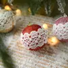 Gangheng Adorno Navideño de Encaje y Espuma con Purpurina, Bola para Colgar de Navidad de 8 cm, Decoración Navideña