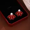 Pendientes de Perla con Forma de Pétalo y Gota de Aceite Ancola, Aguja de Plata, Otoño e Invierno, para Mujer, Estilo Vintage, Pendientes de Lujo Ligero
