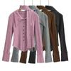 Blogger de INS 2023 otoño e invierno Nuevo suéter de solapa con mangas de herradura color liso moda estilo europeo y americano
