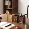 Portalápices de madera de pino, de alta gama y exquisito, gran capacidad, lujo ligero, adorno de escritorio sofisticado, diseño nuevo y creativo, regalo para maestros