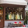 Decoraciones navideñas festivas, pegatinas electrostáticas para puertas de cristal, decoraciones para escaparates y centros comerciales, atmósfera de copo de nieve del bosque, estrellas