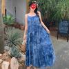 Vestido Suspender 2025 Verão Novo Estilo Étnico Yunnan Xinjiang Sanya Qinghai Viagem Vestido de Praia