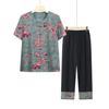 Set de Cárdigan Casual de Verano de Estilo Chino para Mamá, Ropa de Descanso Holgada y a la Moda que se Puede Usar en el Exterior, Top y Pantalones