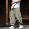 Calça jogger leve de verão com cordão, tamanho L8X, corte solto, estilo chinês bordado, calça de seda gelada de secagem rápida para homens
