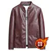 8802 Chaqueta de Cuero PU para Motociclista Hombre Primavera Nueva Delgada Color Sólido Cuello Alto Corte Ajustado Elegante Top para Hombre