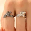 Anillo de Cuervo Espina Oscura Transfronterizo Europeo y Americano Personalidad Nicho Femenino Anillo Cruzado de Amor Anillo Abierto Accesorios