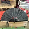 Um pé 33cm preto e branco anel vermelho ventilador preto puro ventilador de kung fu abertura e fechamento suave transfronteiriço leque dobrável antigo